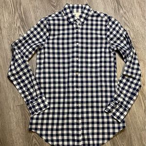 J crew navy and white xxs plaid shirt